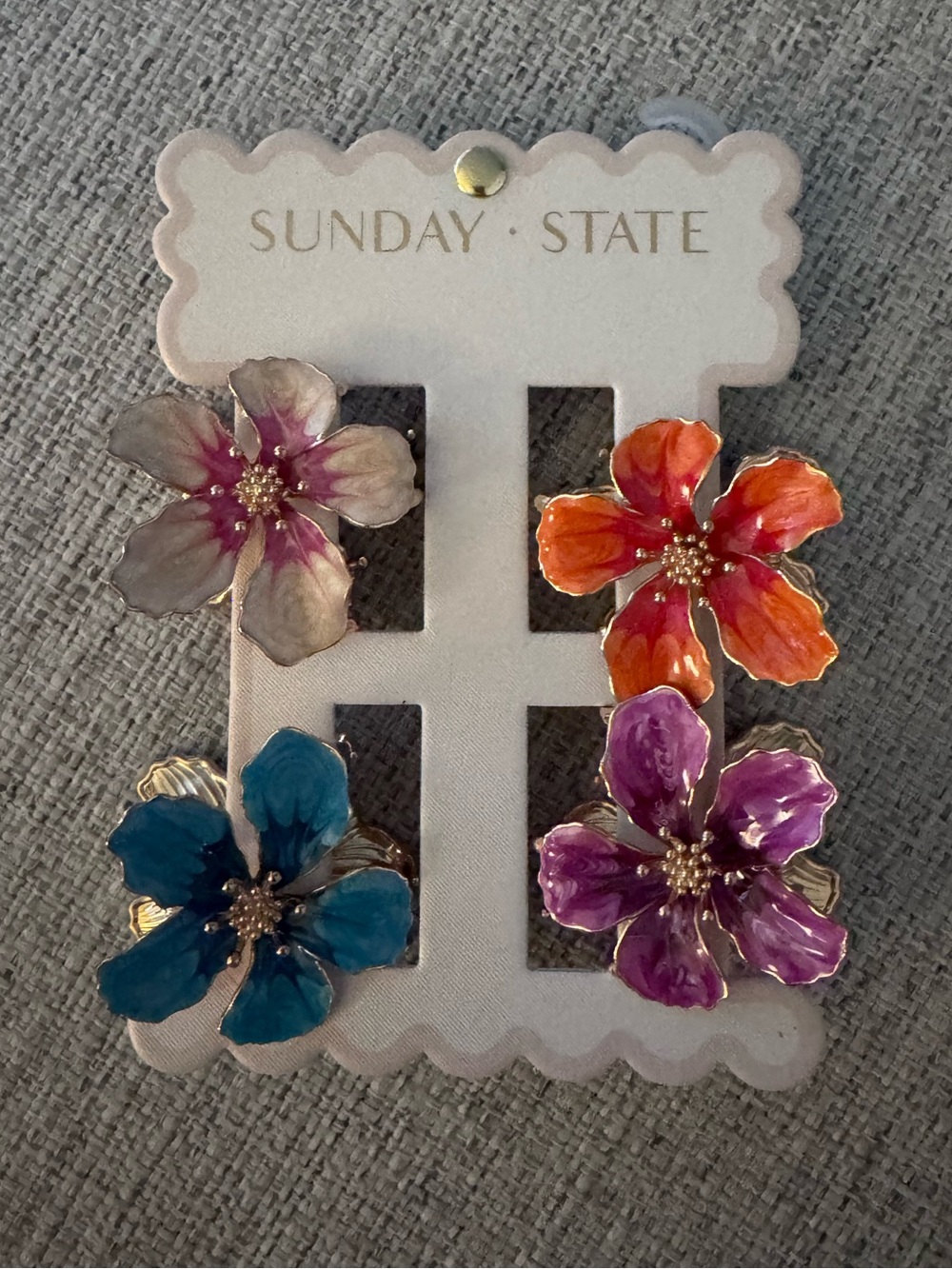 Floral Enamel Stud clips - Multicolor Set